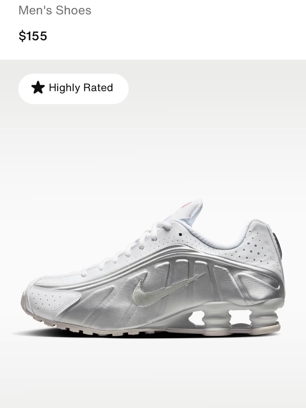 Nike White/Silver Men's Athletic Running Sneakers/new never worn! Unisex
